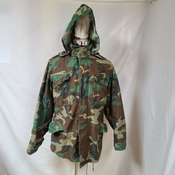 Golden MFG US Army Hooded Woodland Camo Cold Weather Heavy Military Coat Jacket - Picture 1 of 12